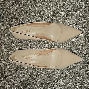 SCHUTZ Suede Rosie Pump Heels Nude